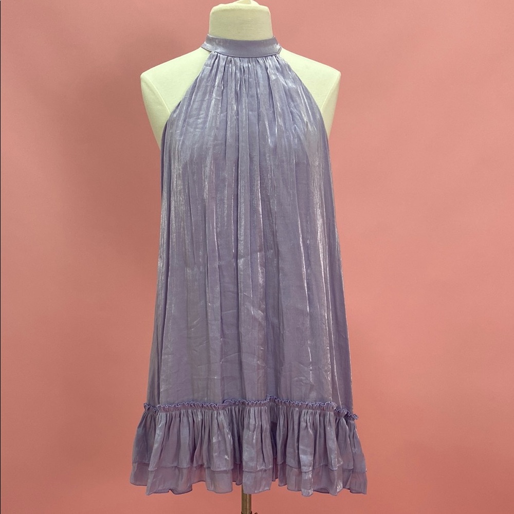 Lavender Halter Dress with Ruffle Hem